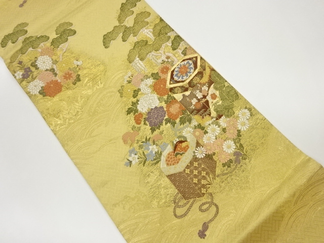 JAPANESE FUKURO OBI / WOVEN FLORAL PLANTS